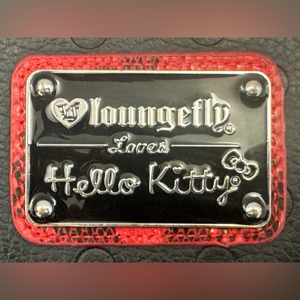 Loungefly Hello Kitty Black Sparkle Envelope Clutch Wristlet with Red Bow - Picture 3 of 15